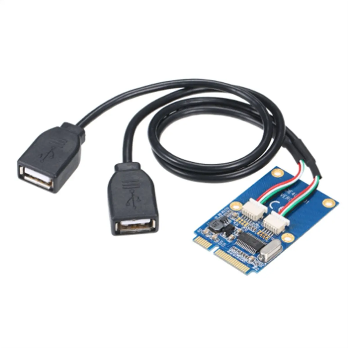A64I USB 2.0 2 Port PCI-E Express Card with Power Connector Mini PCI-E PCI Express to Dual USB Adapter USB Converter