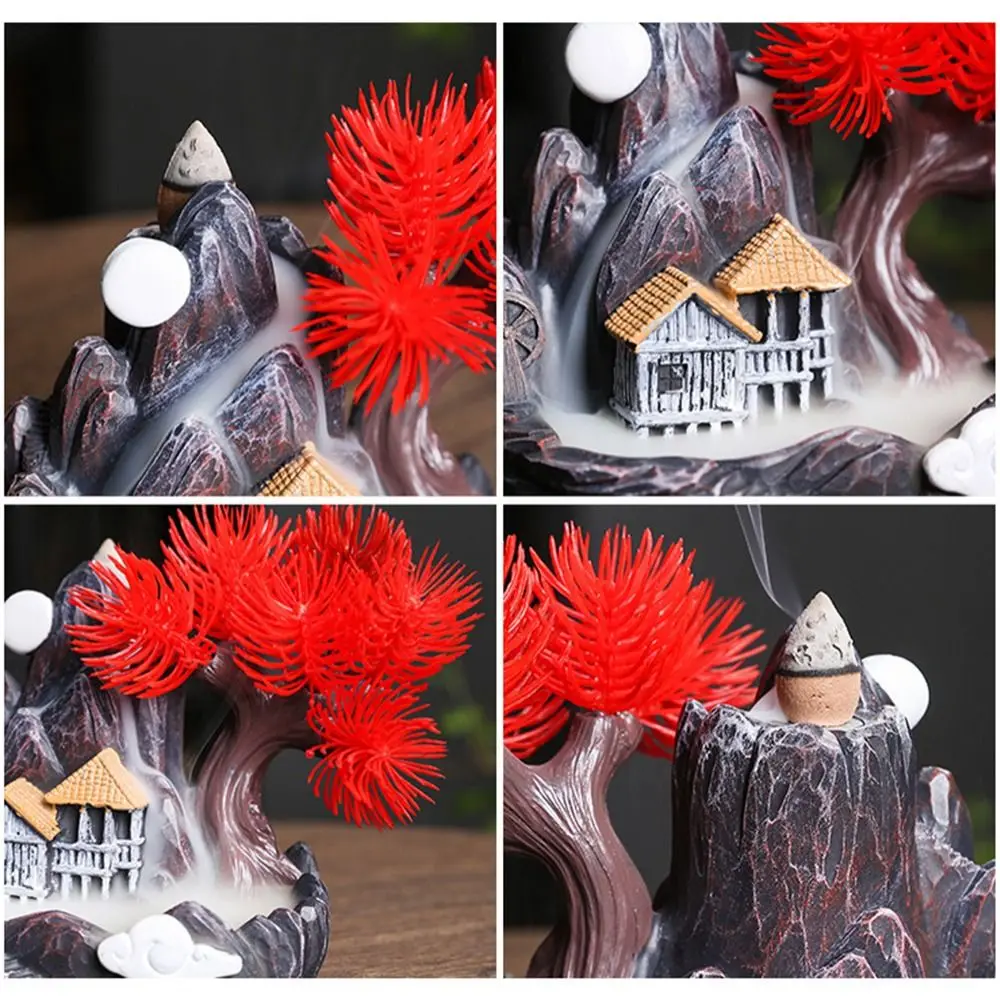 

With Backflow Incense Cones Waterfall Incense Burner Retro Resin Backflow Incense Holder Exquisite Backflow Incense Burner