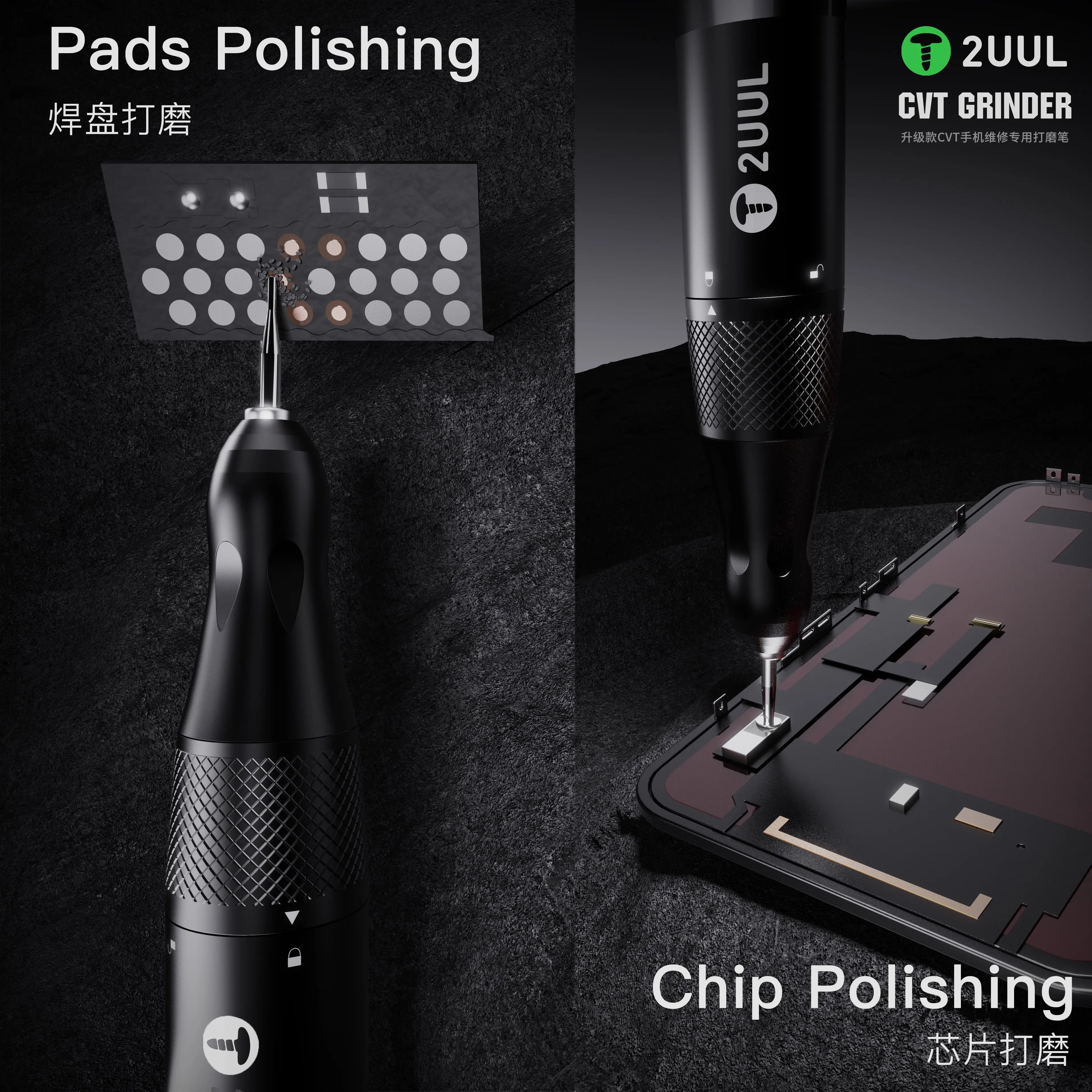 2UUL Electric Polishing Pen MINI GRINDER U8 Alloy Sliding Thread Drill Bit for Mobile Phone Repair PCB Glass Chip Frame Repair