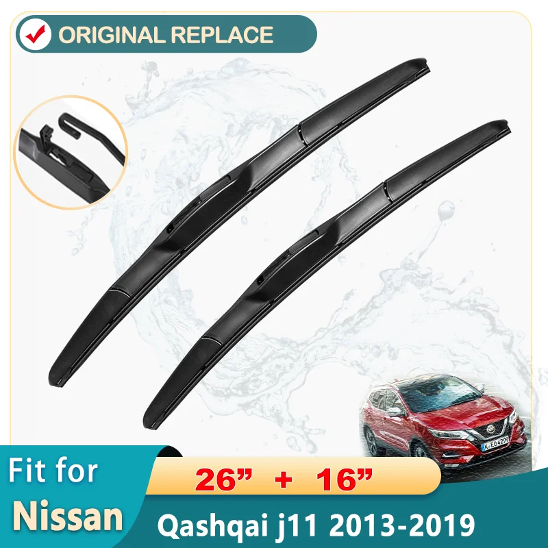 

Car Wiper Blade Window Windscreen Windshield Wipers Blade Accessories for Nissan qashqai j11 26''+16'' 2013-2019 fit U hook Arm