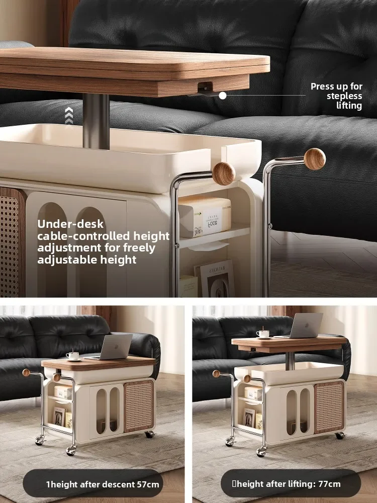 Movable coffee table small apartment living room sofa side cabinet multi-function side table folding and lifting multi-function