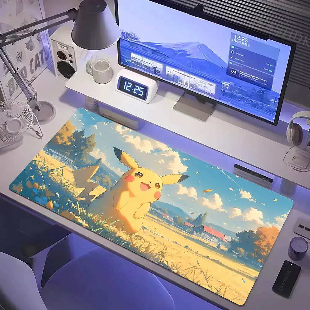 Pokemon Vaporeon Gaming Mouse Pad Large Desk Mat 2MM Stitched Edge Keyboard Pad Non Slip Rubber Base Office Table Mat