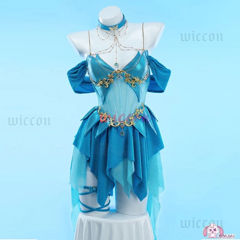 

Doujin Bloom Cosplay Lingerie Blue Dress Original Design Sexy Bodysuit for Women
