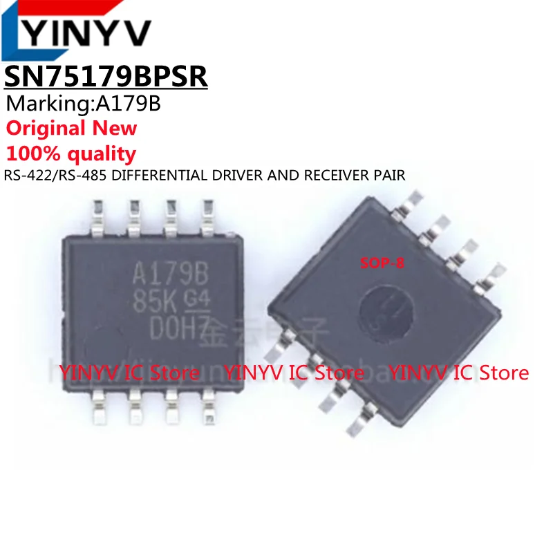 5Pcs SN75179BPSR A179B SOP-8 SN75179B SN75179 RS-422/RS-485 DIFFERENTIAL DRIVER AND RECEIVER PAIR Original New 100% quality