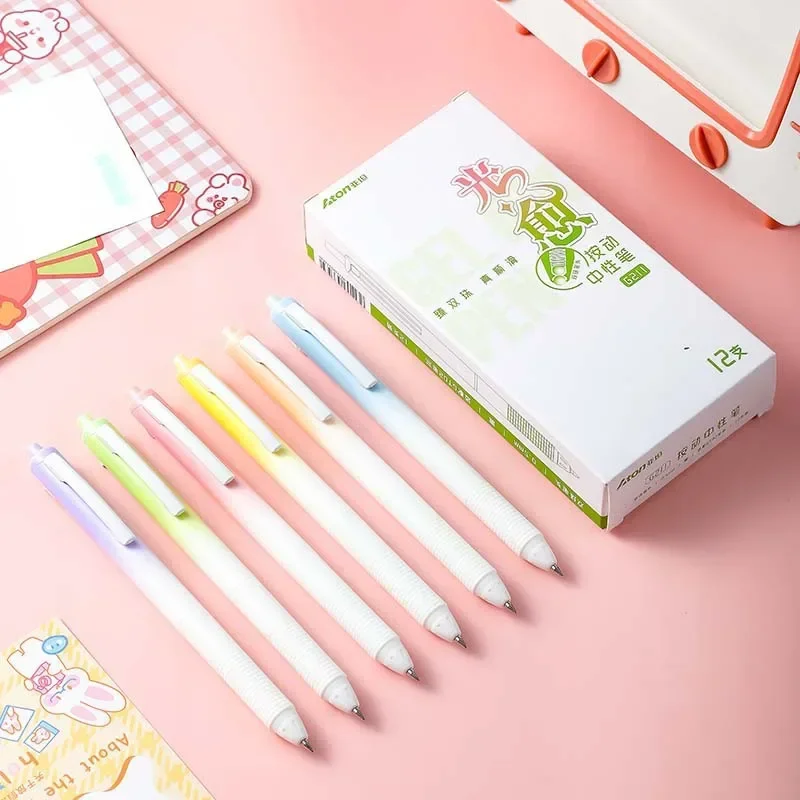 Rainbow Quick-Drying Gel Pen Bullet Water-Resistant Macaron Cute Gradient Color Gel Pen 2024 Office Accessories Cute Stationery