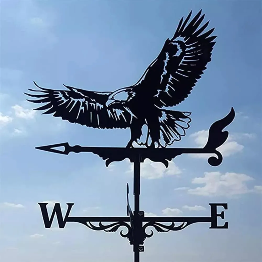 Black Metal Weather Vane Wind Indicator Weathercock Garden Shed House Decoration