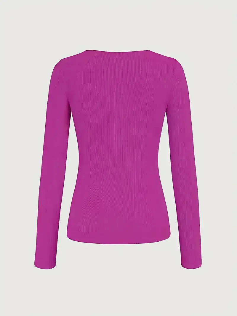 Damen-Oberteile, V-Ausschnitt, lange Ärmel, Goldkette, figurbetont, Stretch-Bluse für Frauen, sexy Freizeitkleidung, Y2K-Mode, enge Passform – Detail 26