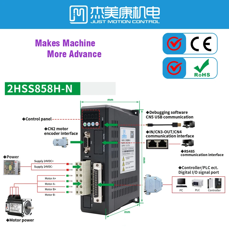 JMC 2HSS858H-N Closed Loop Stepper Motor Driver 120VDC 90VAC 7A Nema 34 23 24 Factory Origin New Style for Bread Machine