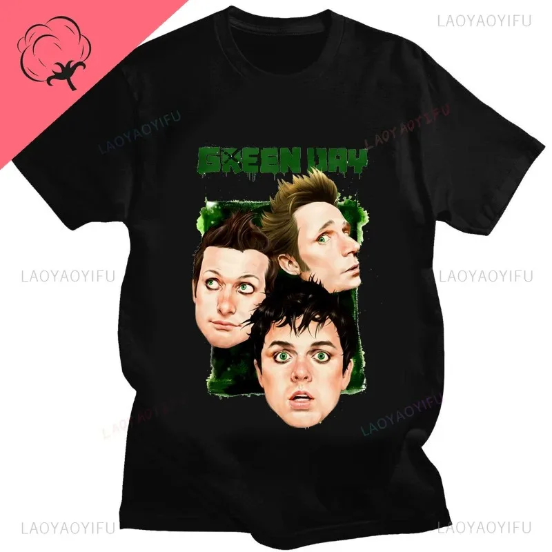 New Fashion 2026 Green Day Music Pattern Band Printed Cotton T-shirt Men's Summer Casual Top Short Sleeve Classic Male Women Tee