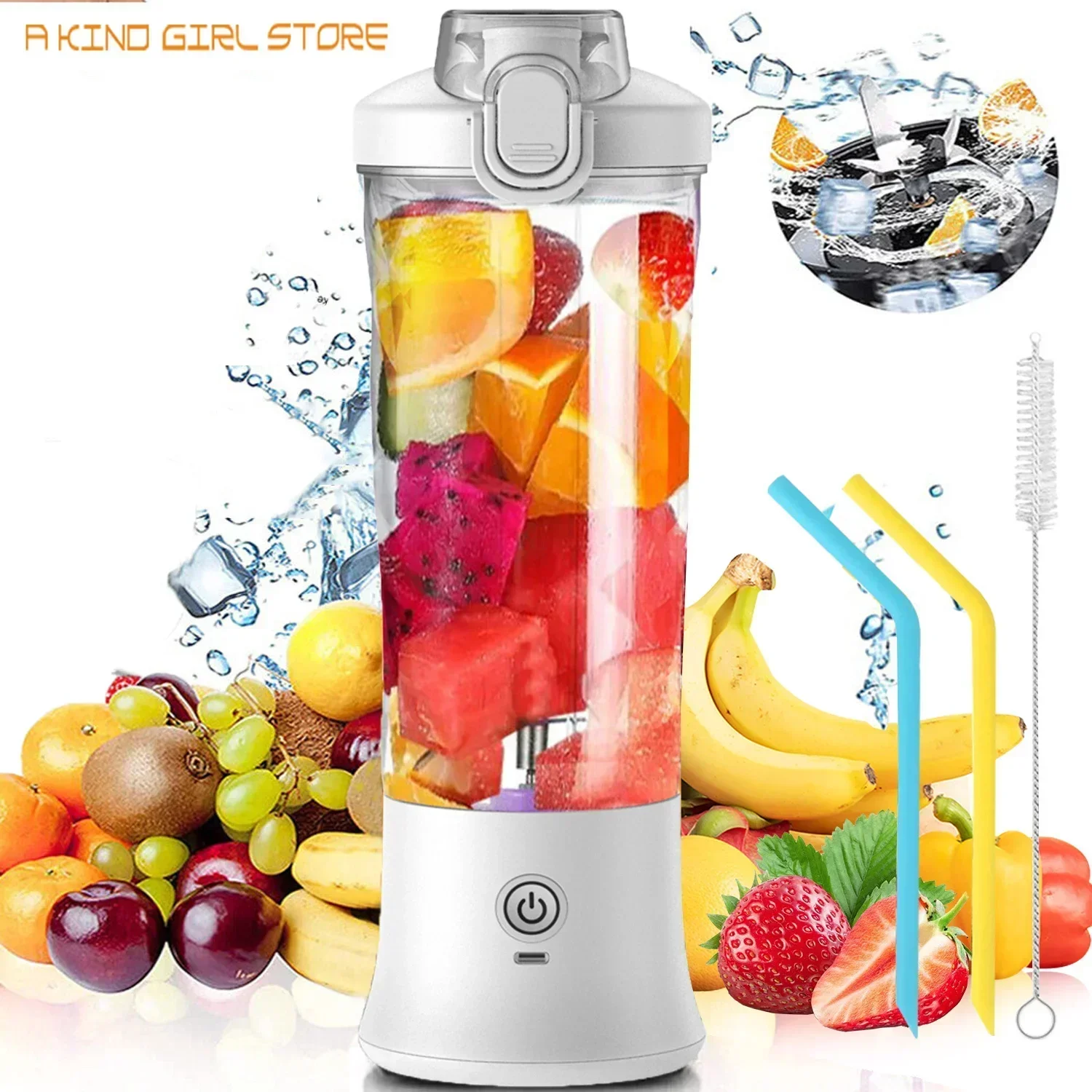 600ML Portable Electric Juicer Blender USB Mini Fruit Mixers Juicers Fruit Extractors Food Milkshake Juice Maker Machine 4000mAh