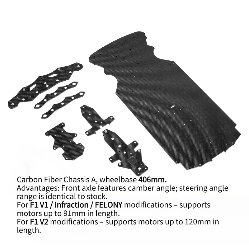 For ARRMA Infraction 1/7 RC Car Full Carbon Fiber Set Chassis, Underbody Protector+ Titanium Armor Front Splitter ARA480024