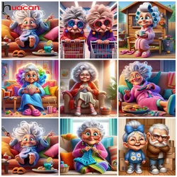 Huacan Diamond Painting Grandma Picture Of Rhinestones 5D DIY Mosaic Old Lady New Collection Home Decoration Craft Kit