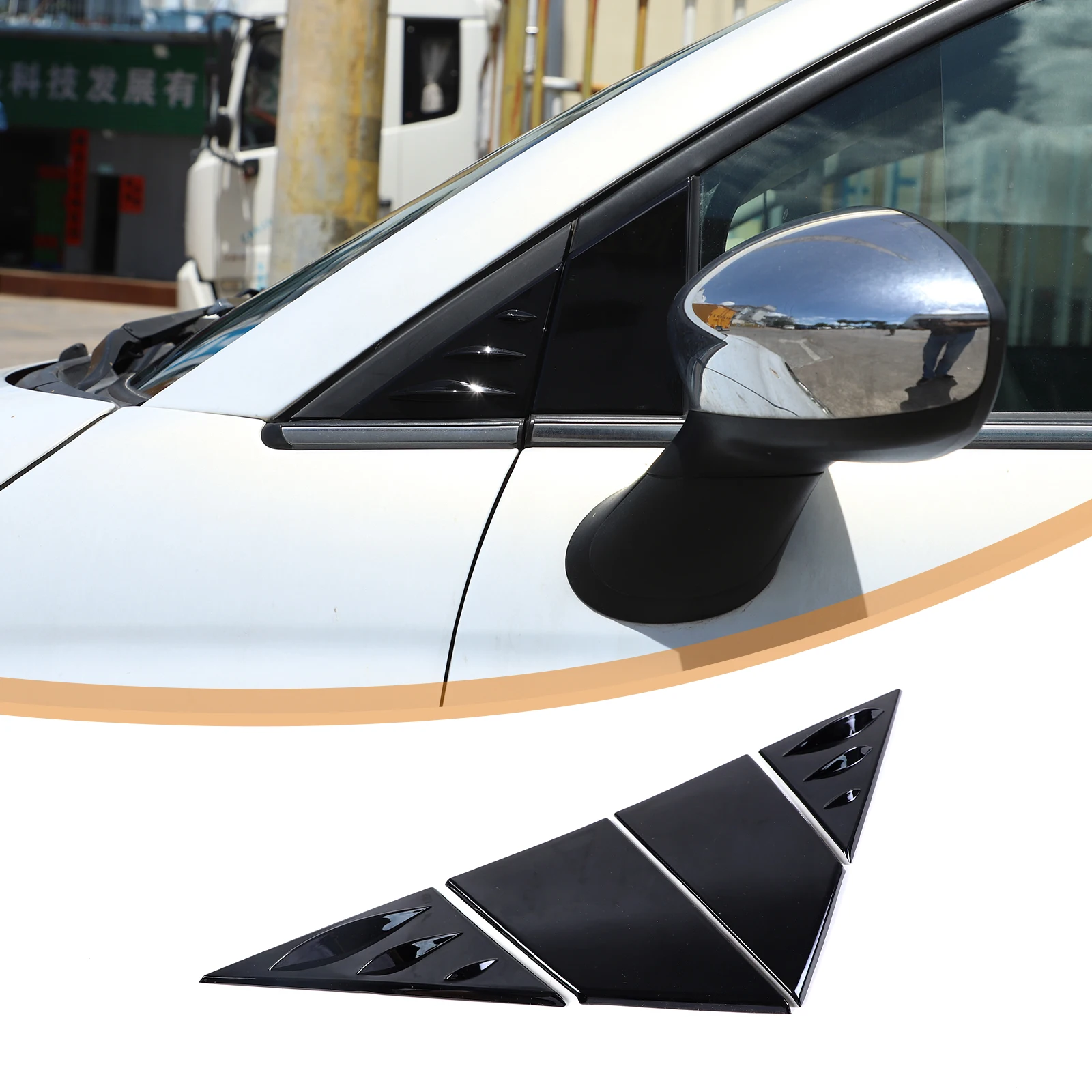 ABS Black Rearview Mirror Side Triangle Spoiler Trim Decorative Sticker For Fiat 500 2010-2024 Car Accessories