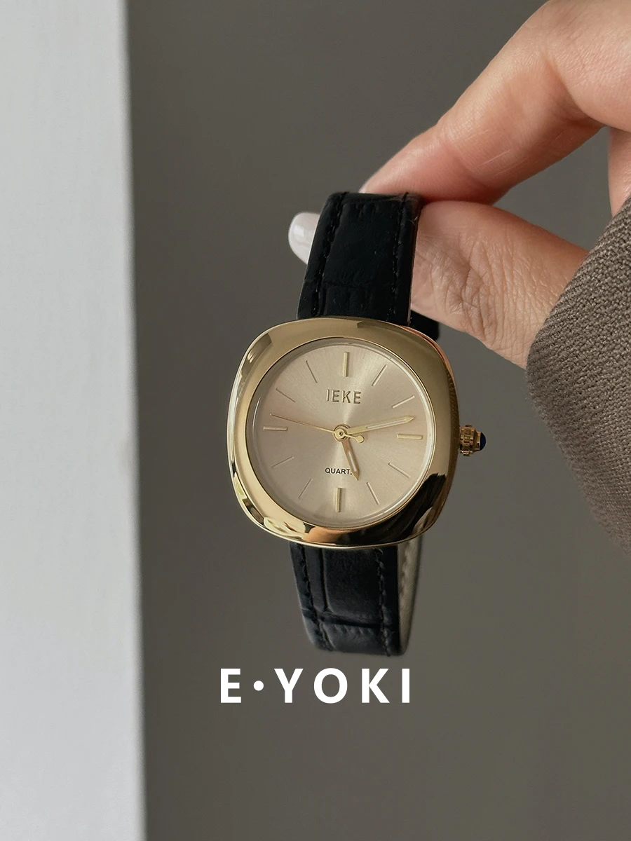 

New HighEnd Black And Gold SquareRound Dial Women'S RetroStyle QuartzWatchWith Leather Strap A Select Collection Of Fine Watches