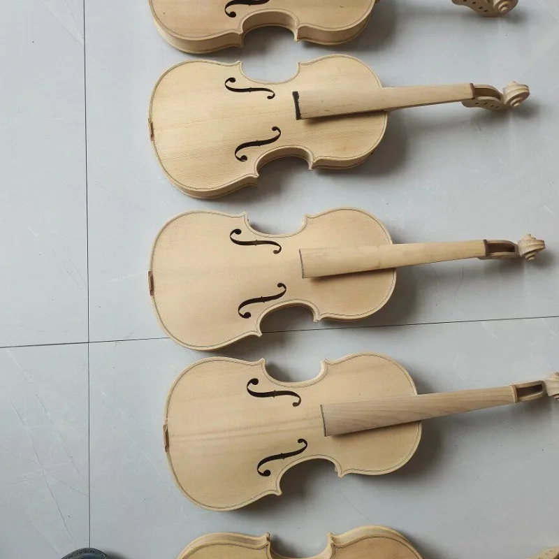 4/4 Unfinished Violin DIY Unpainted Violins Maple Panel Violin Body Part Solid Wood Handmade Violins Accessories for Adults