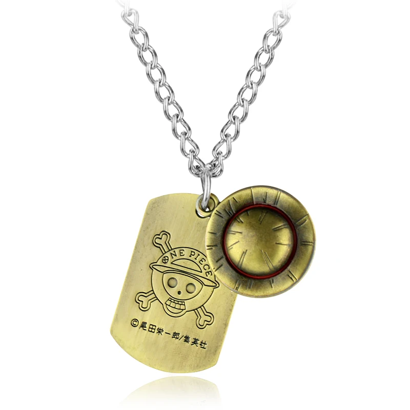 Anime One Piece Necklace Luffy Pirate Skull Hat Pendant Metal Chain Choker Man Cartoon Necklaces Charm Jewelry collar Gift