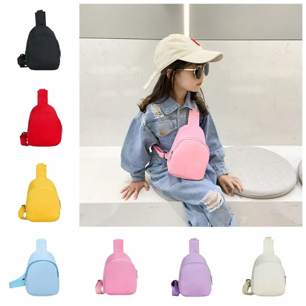 

Trendy Solid Color Children's Chest Bag Nylon Casual Crossbody Shoulder Bag Waist Storage Pouch Children