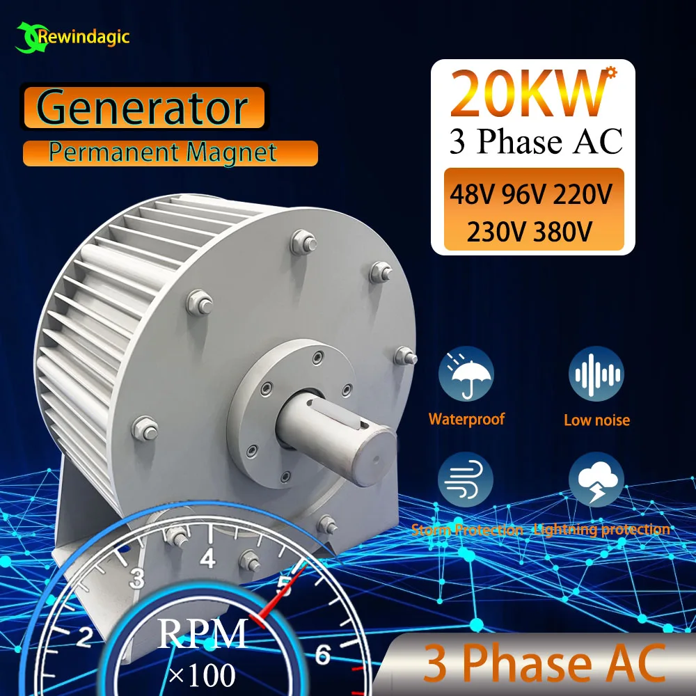 

Low Speed 20KW 30KW 40KW 50KW Permanent Magnet Generator Three-Phase Household Farm Factory Water Conservancy Wind Power