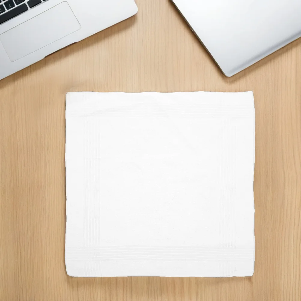 18 قطعة مناديل قطنية بيضاء للرجال ناعمة قابلة للتنفس ماصة لمسح العرق مربعات الجيب لبدلات الزفاف والسفر