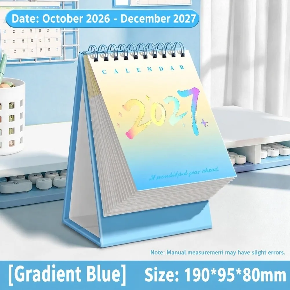 Durable Gradient Color 2027 Calendar Dual-Sided Use with DIY Stickers Desk Calendar Flip Design Table Calendar Students