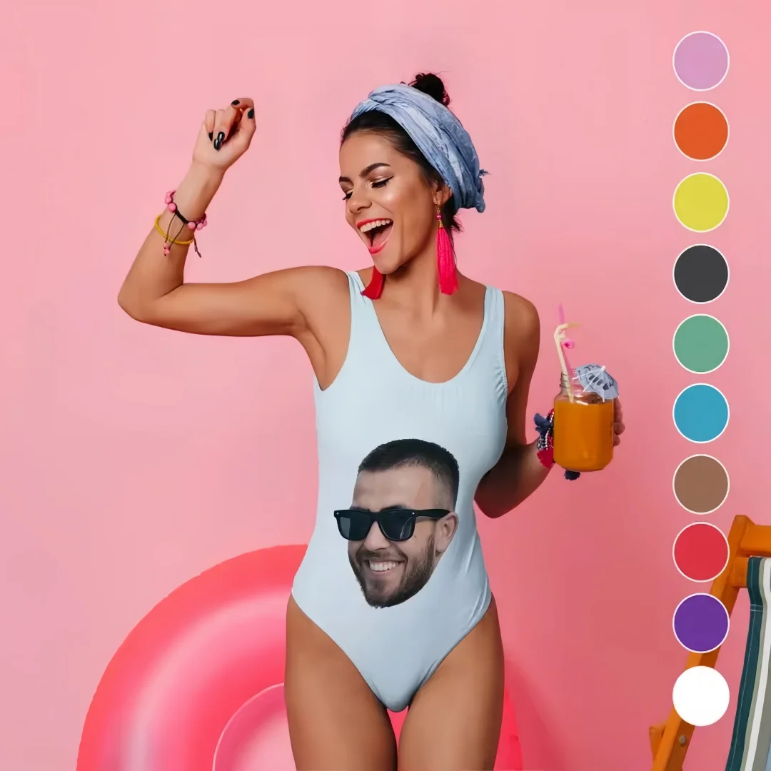 Custom Photo Face Bachelorette Swimsuit Swim Suits Personalized Bathing Suit Bride Squad Swimsuit One Piece Swimwear Funny Suits