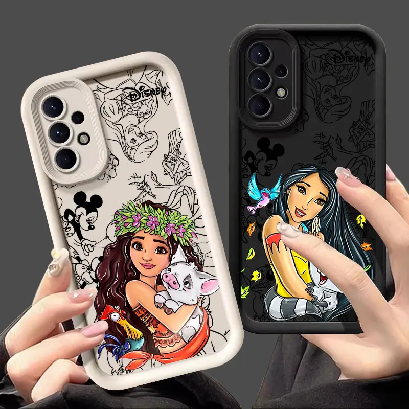 Moana Pocahontas Case For Samsung Galaxy A55 5G A54 A35 A53 A52 A34 A13 A14 A15 A16 A21S A25 A32 A33 Phone Cover Disney Princess