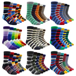 Size 41-48 Casual Fashion Cotton Funny Long Men Socks Contrast Color Rainbow Larger Size Stripe Socks for Men