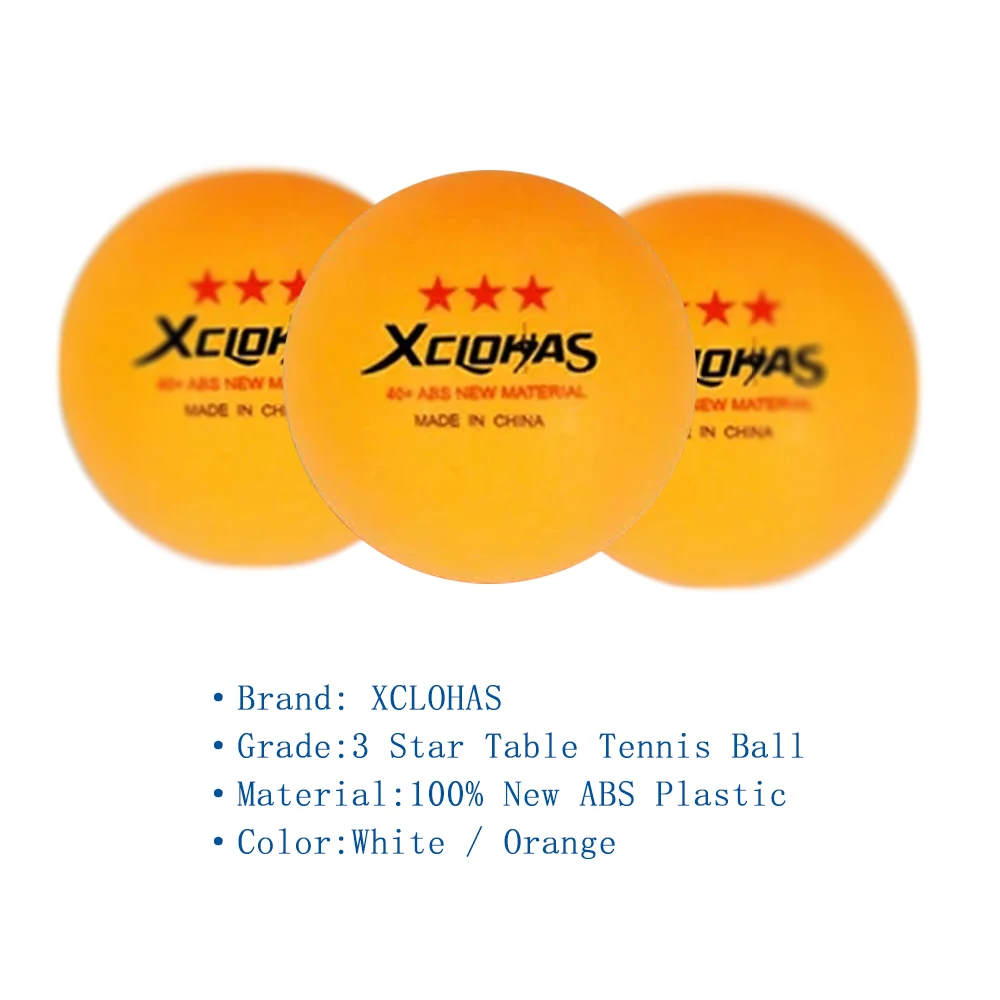 XC LOHAS 3 Stars Ping Pong Balls ABS40+ 2.8g White/Orange High Quality Table Tennis Balls for Team Training