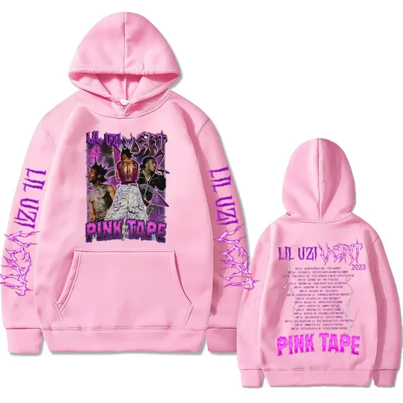 Sweats à capuche graphiques Rared Lil Uzi Vert pour hommes et femmes, bande rose, sweat-shirt hip hop rock, sweats à capuche en coton Smile