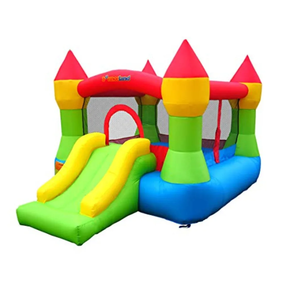 

Замок Bounceland Bounce House с баскетбольным кольцом, надувной шезлонг для вечеринок по случаю дня рождения и развлечений на открытом воздухе, безопасный Ent