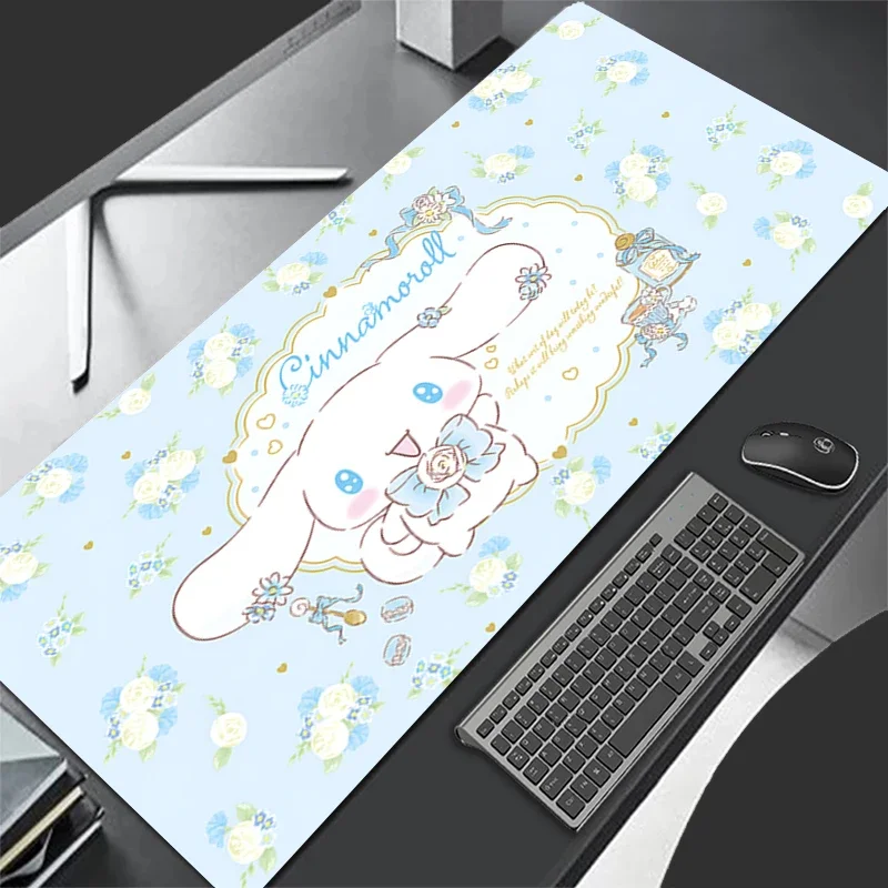 

Офисный кожаный коврик для мыши Sanrio Cinnamoroll, коврик для мыши, милые игровые аксессуары, компьютерный геймер, коврик для клавиатуры для девочек, стол, большой размер
