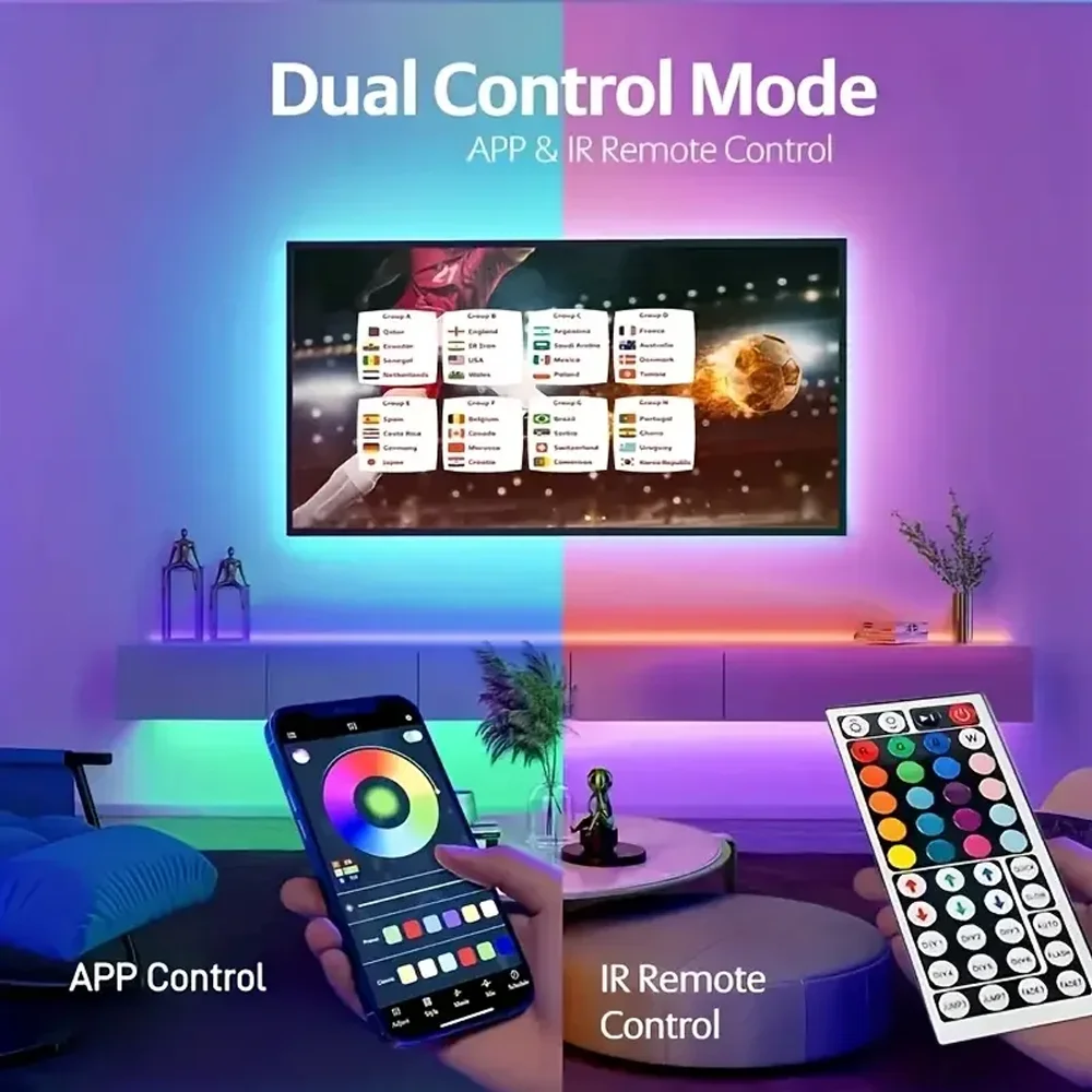USB 5V RGB LED Strip Lights Music Sync 44 Key Remote Control Led Ribbon Flexible Lamp for Room Party TV Desk Bedroom Decoration