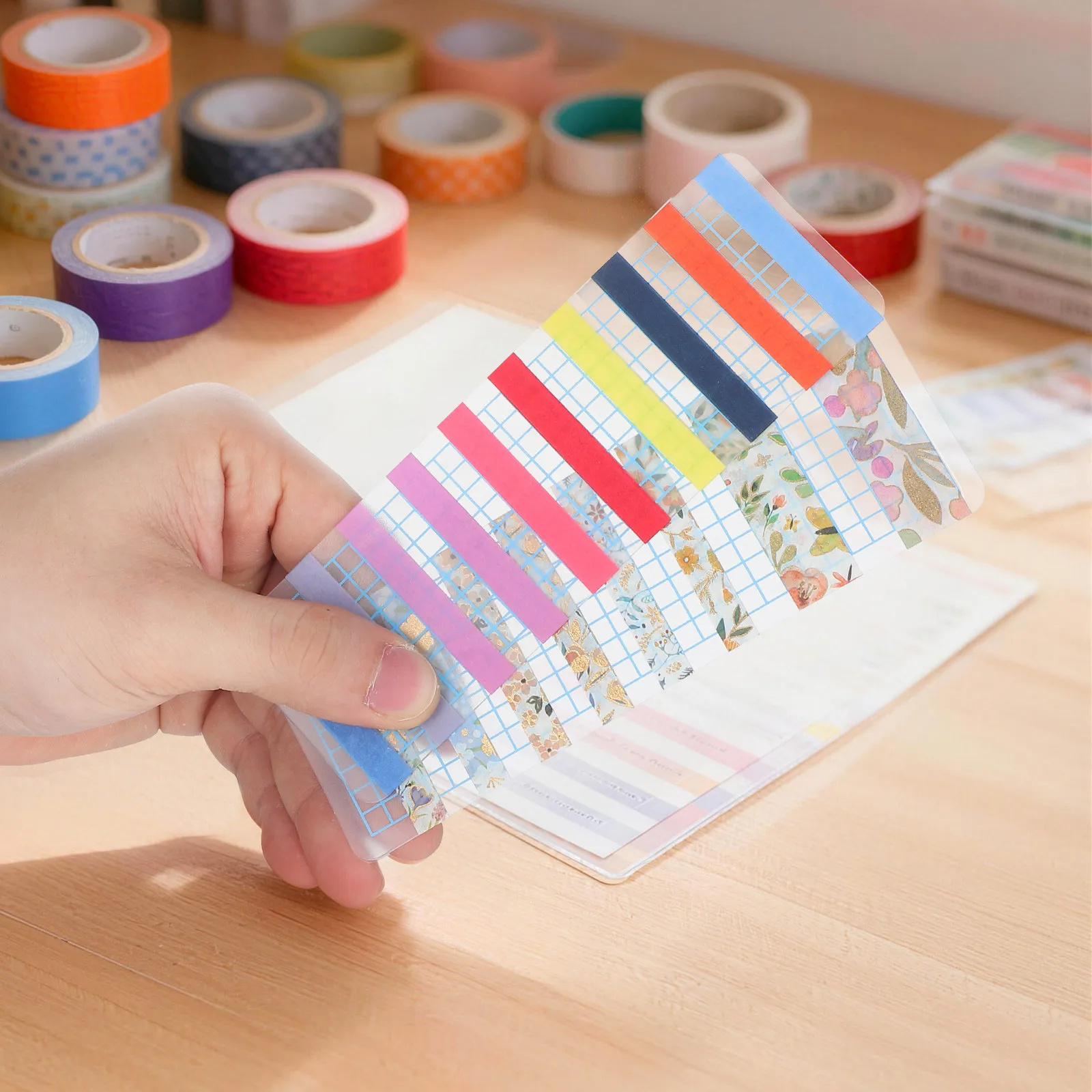 40Pcs Washi Cards Tape Display Boards Plastic Masking Cards Portable Office School Home Decoration Washi Tape Organizer