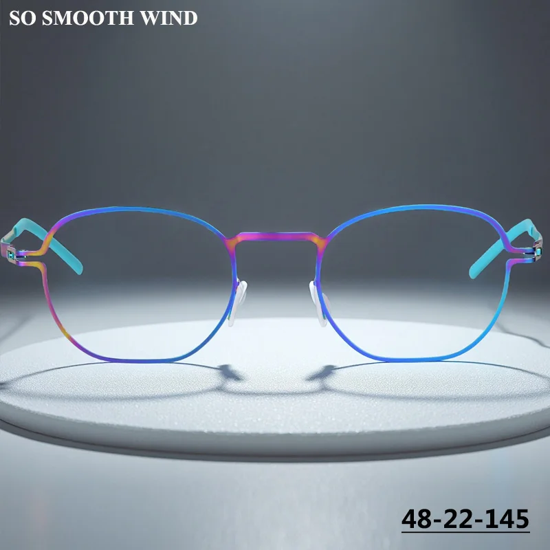 German Screwless Ultralight Square Glasses Frame Men Women No Fade Brand Eyeglasses Spectacles Colorful Blue Purple Eyewear Lynn