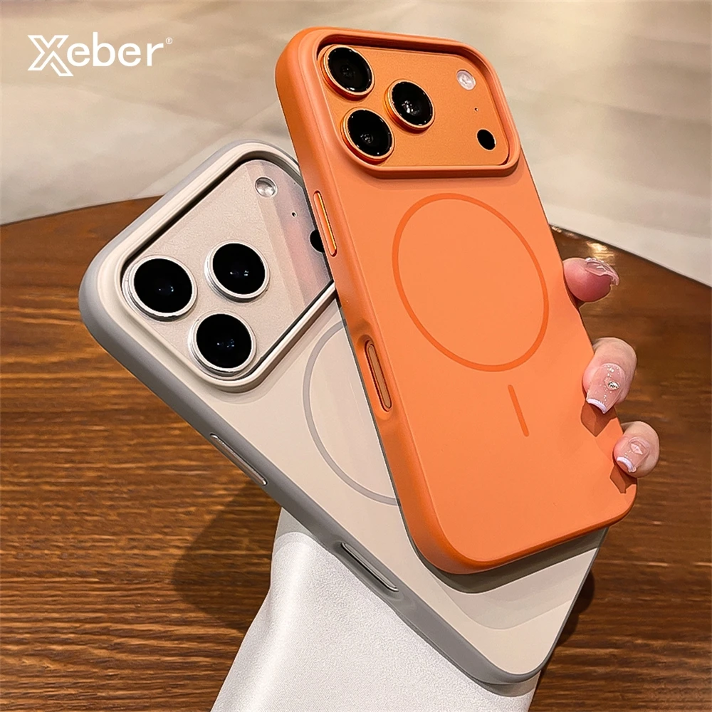 Luxus Für Magsafe Magnetische Drahtlose Lade Matte PC Telefon Fall Für iPhone 17 Pro 16 Pro Max Air Stoßfest Weiche Zurück abdeckung