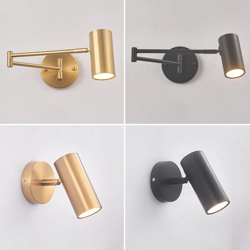 

Настенный светильник Nordic Minimalist с одной лампой и поворотным кронштейном для отелей, студий, спален, прикроватных зон, кабинетов, для чтения, складной, телескопический