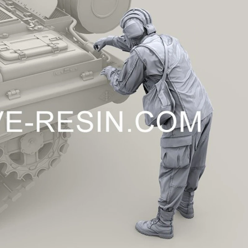 1/35 Die-Casting Resin Figure Model Building Kits Modern Russian Soldiers Overhaul Expert Car Unassembled and Unpaint Toys