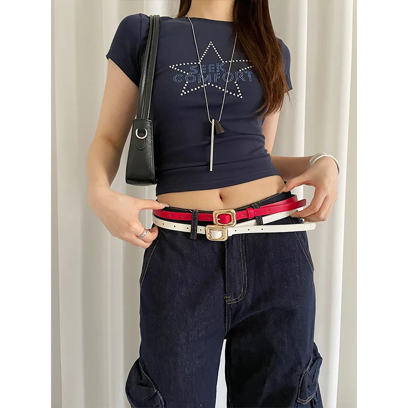 Корейский стиль простой тонкий пояс для женщин 2025, новый стиль, высококачественный универсальный пояс для платьев и джинсов, модный