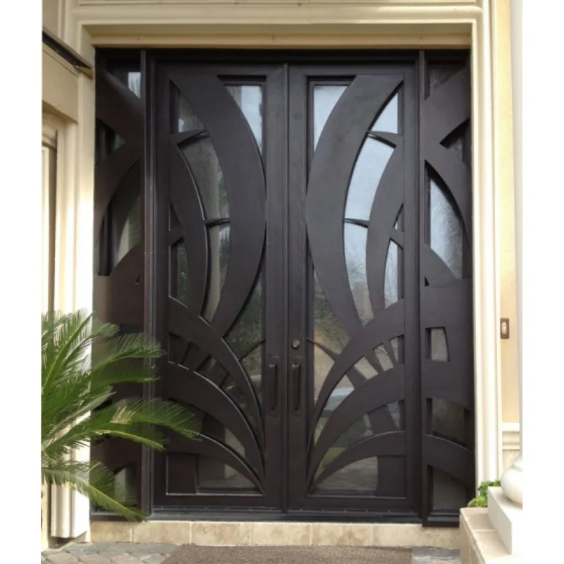 Customization Modern Custom Arched Wrought Iron Single Entrance Front Doors For Home