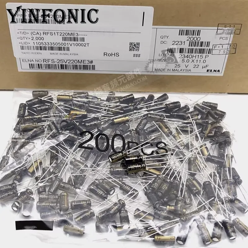 10 ชิ้น/ล็อต ELNA SILMIC II Series 50V1UF/2.2UF/4.7UF 25V22UF 35V10uF 5x11 มม.ตัวเก็บประจุด้วยไฟฟ้า