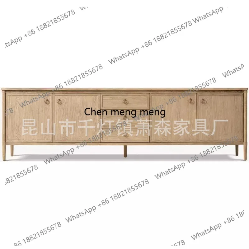 

American simple solid wood three-pump TV cabinet living room furniture audio-visual floor cabinet villa hotel