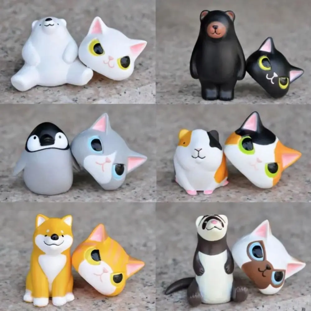 

6PCS/Set Creative Plastic Cats Doll Figurine Yellow White Black DIY Animals Ornaments Cat Decoration Crafts Home Decoration