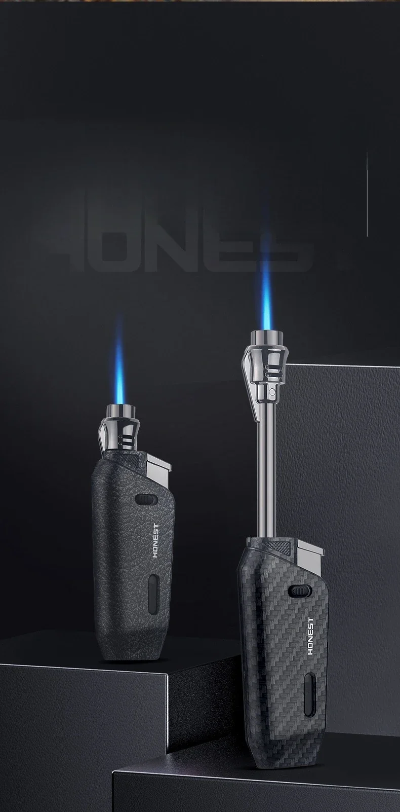 HONEST Telescopic Fire Gun Outdoor Windproof Butane Gas Lighter Blue Flame Turbo Jet Torch Cigar BBQ Kitchen Lighter