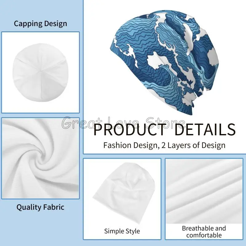 اليابانية موجات البحر قبعة صغيرة الرجال النساء الدافئة بونيه قبعة للجنسين قبعات متماسكة أغطية الرأس Skullies Beanies