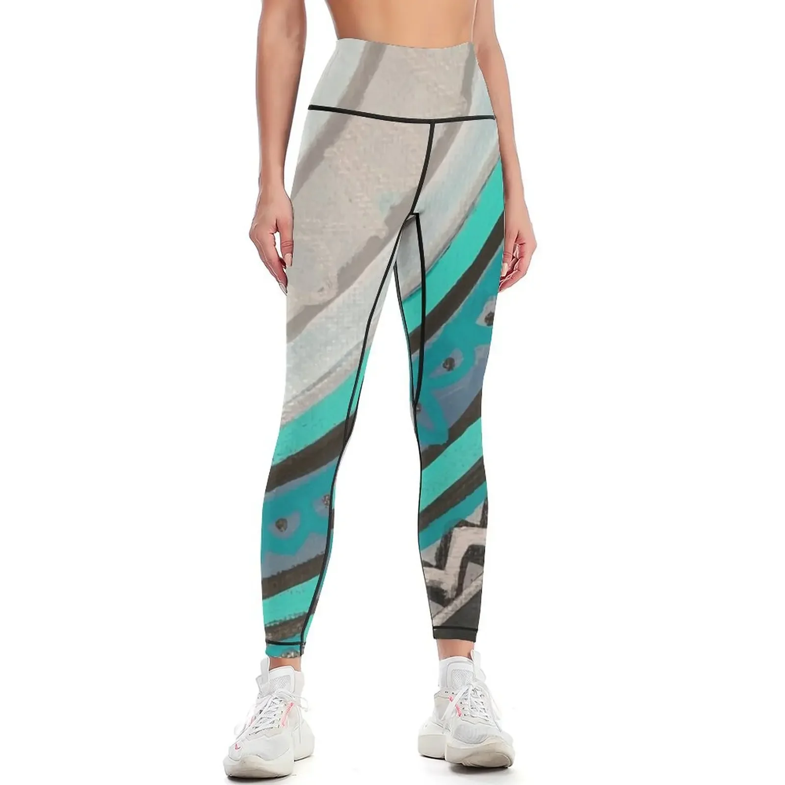 

Simple Grey and Blue Mandala Print Leggings sportswear for gym Sports female active wear fitness set gym Womens Leggings