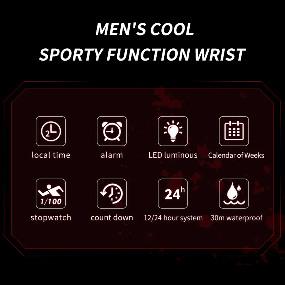 OLEVS 1103 Square Men\'s Watches Outdoor Sports Man Watch Alarm Clock Chrono Waterproof Digital Quartz Watch for Men reloj hombre