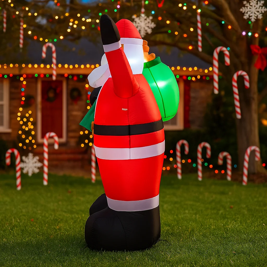 1.8 متر/6FT زينة عيد الميلاد لعبة قابلة للنفخ سانتا كلوز مع شنطة هدايا ساحة المنزل الحلي LED ديكور عيد الميلاد ديكور حفلات لعبة #3