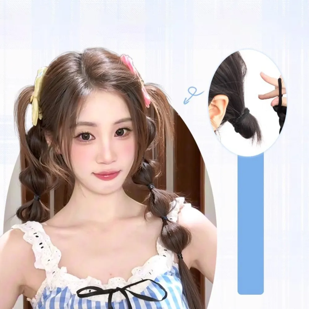 2 pezzi Y2k treccia sintetica estate soffice parrucca di piume di pollo coda di cavallo doppia coda di cavallo bocciolo di fiore bolla accessori per capelli simulati