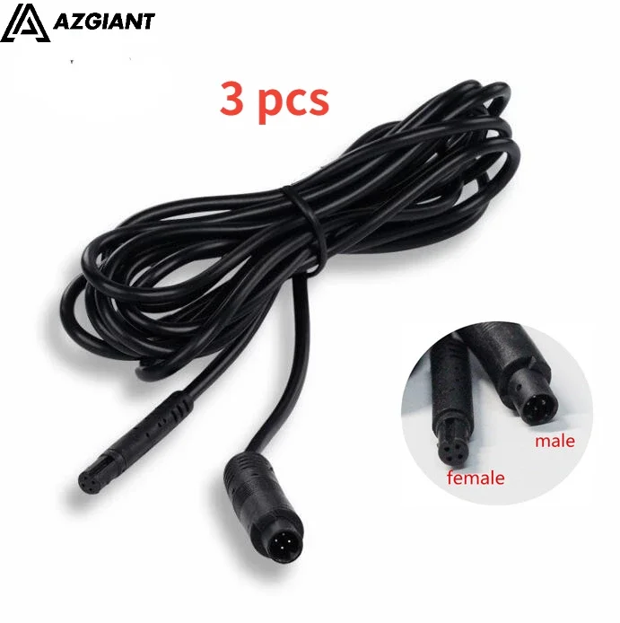 3 pcs 4PIN/5PIN/6PIN/8PIN extension Cable for Car RCA Reverse Rear View Parking Camera Video female to male