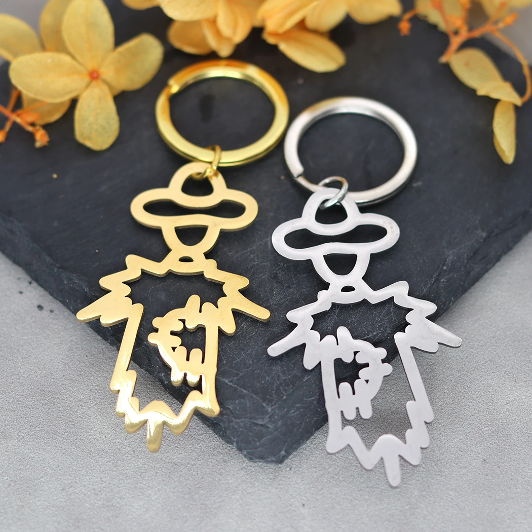 Stainless Steel Fall Autumn Halloween Scarecrow Keychains Women Trendy Trendy Jewelry Key Rings Men Party Gift